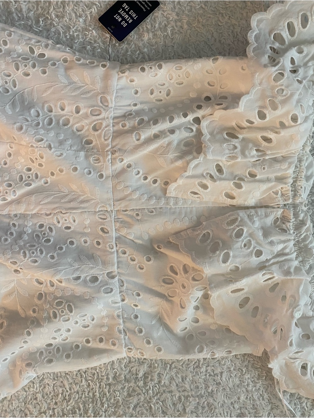 White Eyelet Ruffle Off-Shoulder Dress - Picture 2 of 4